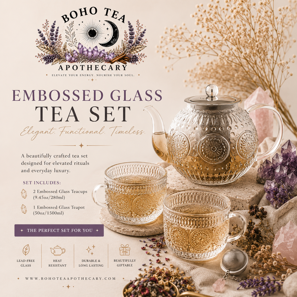 Embossed Glass Tea Set